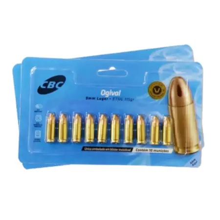 Munição 9mm Luger ETOG 115 gr CBC 10 Unidades Munição 9mm Luger ETOG 115 gr CBC - 10 Unidades